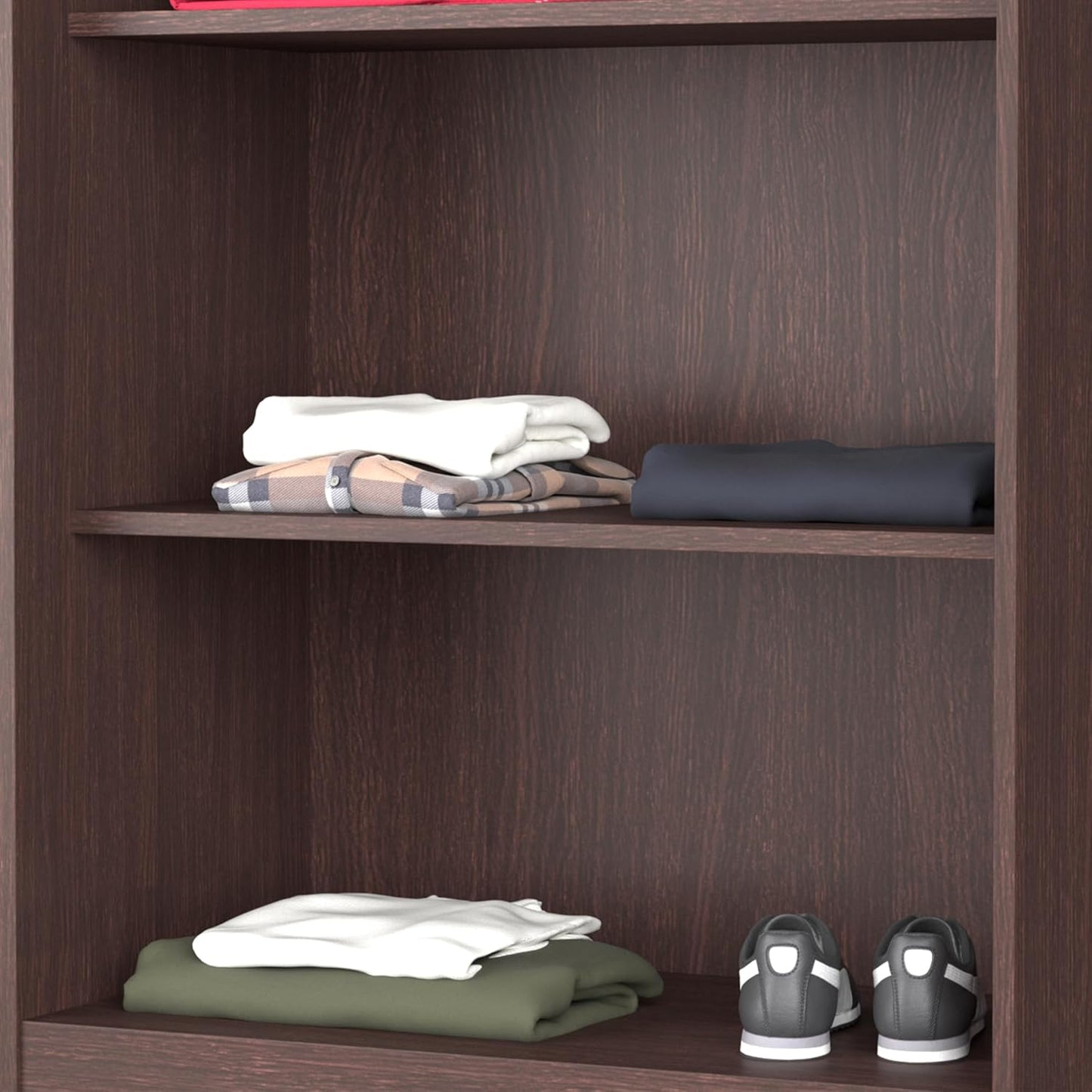 2-Door Engineered Wood Cupboard with Dark Walnut Matte Finish – Spacious, Durable, and Modern Design