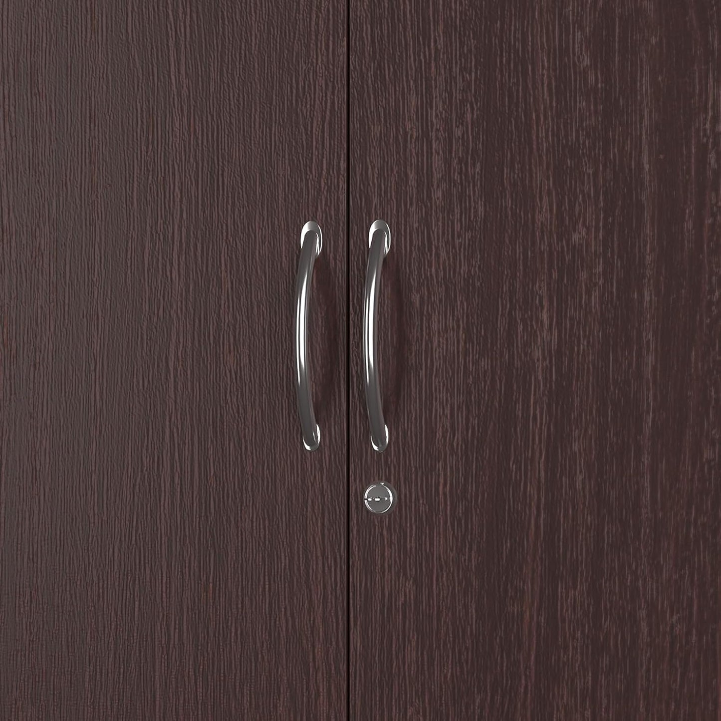 2-Door Engineered Wood Cupboard with Dark Walnut Matte Finish – Spacious, Durable, and Modern Design