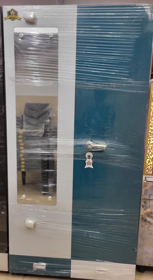 Asian Brand Heavy-Duty Powder-Coated Metal Almirah – Dual-Tone Design with Mirror and Secure Lock System
