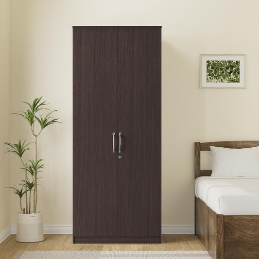 2-Door Engineered Wood Cupboard with Dark Walnut Matte Finish – Spacious, Durable, and Modern Design